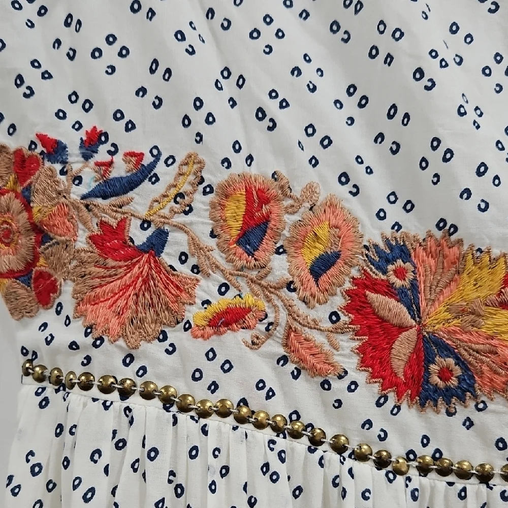 Bohme Embroidered Tiered Dress With Lace